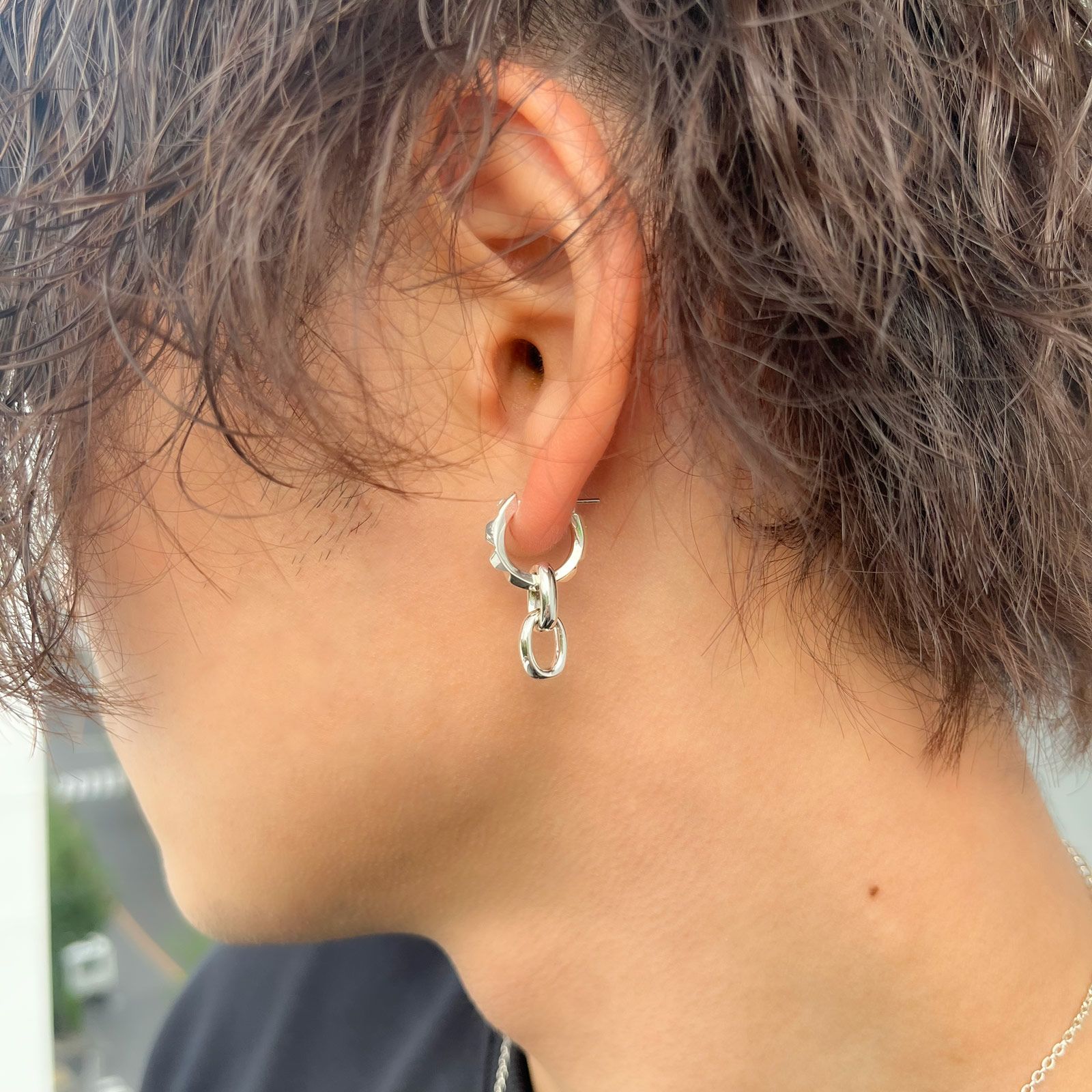 【GARNI】 ガルニ　フープピアス　片耳 チェーン　シルバー925 ケース付属 ◾️Crockery Pierce - L ガルニのシグネチャー商品「クロッケリー」の