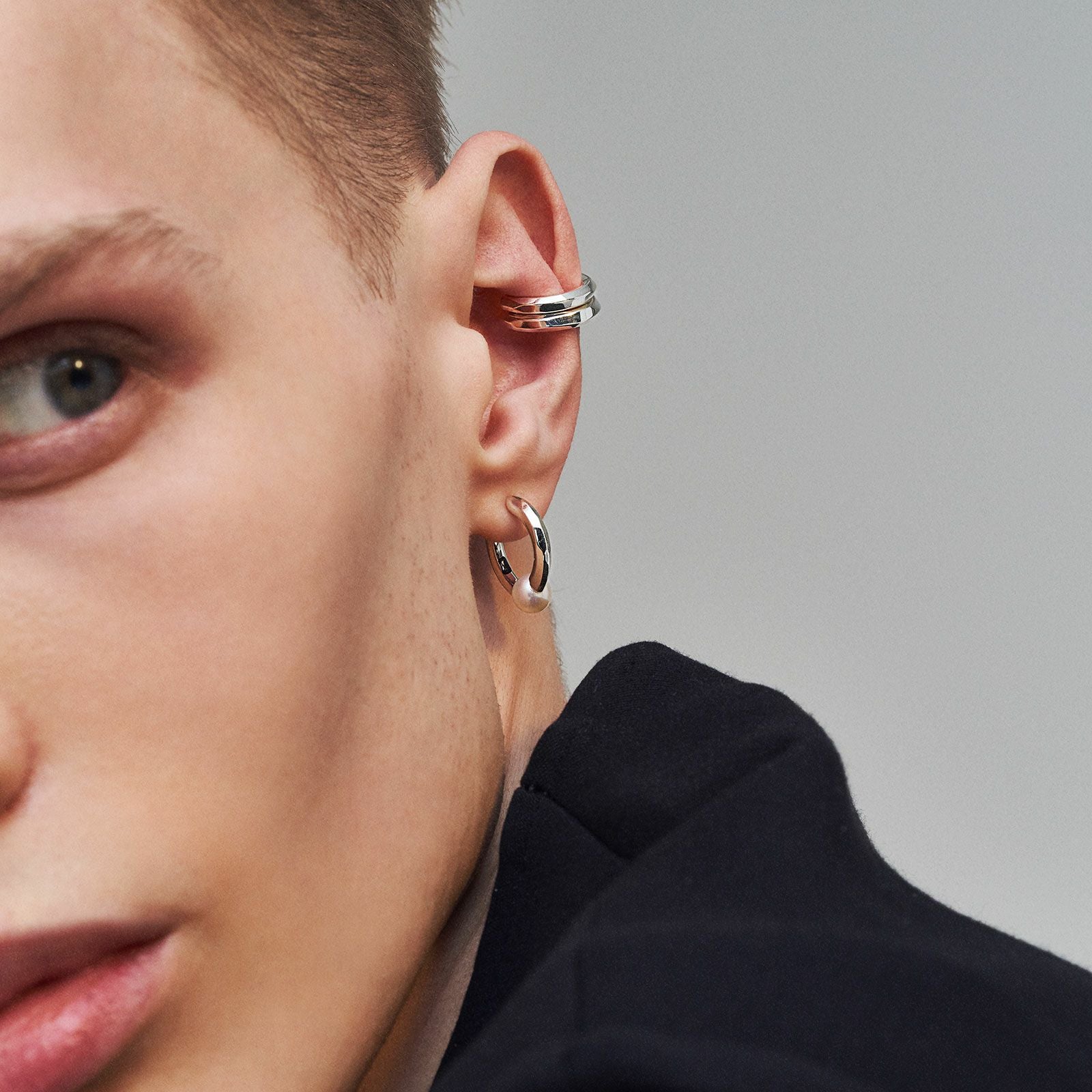 Crockery Hoop Ear Cuff - S - SILVER | GARNI ONLINE STORE
