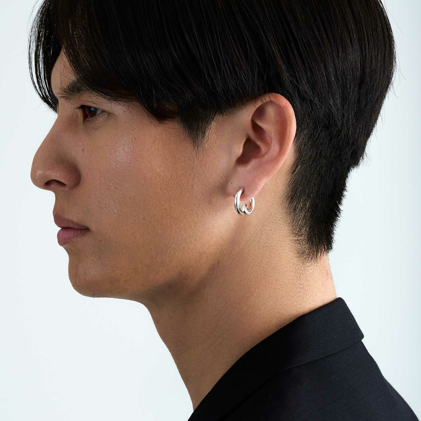 シルバー フープピアス GARNI GARNI - 【残り一点】Crockery Bamboo Pierce(SILVER) | ACRMTSM